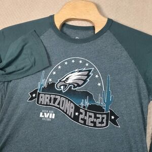Majestic Philadelphia Eagles Super Bowl 57 LVII T-Shirt Womens XL NFL Raglan USA
